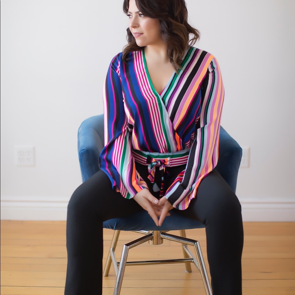 Silky wrap business casual top ❤️💜💛🧡